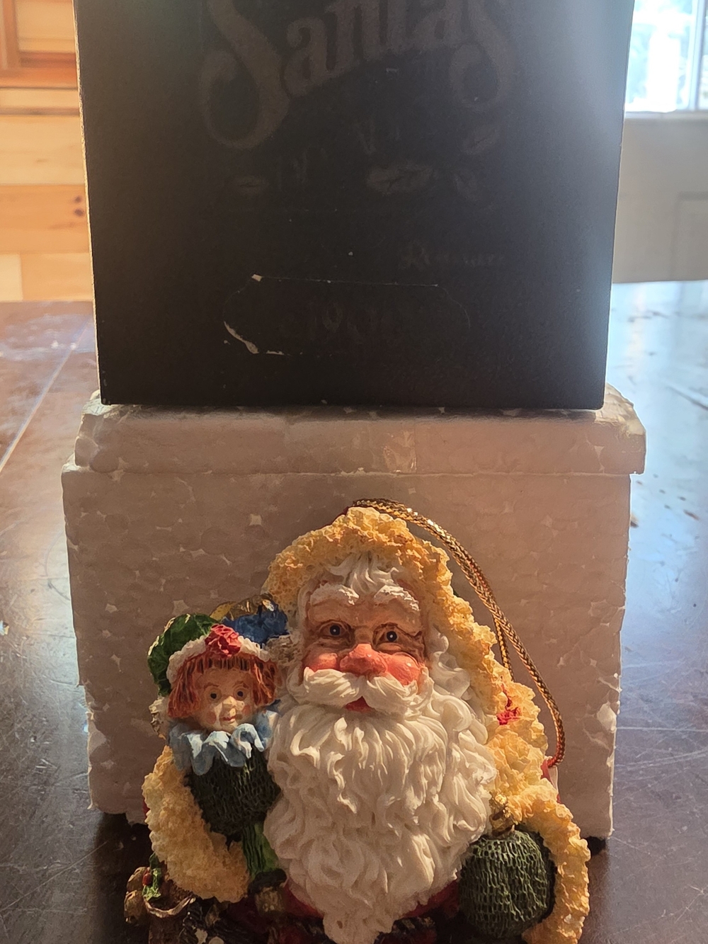 Unbranded Santa Figurine Ornament in White and Yellow - Holiday Ceramic Décor